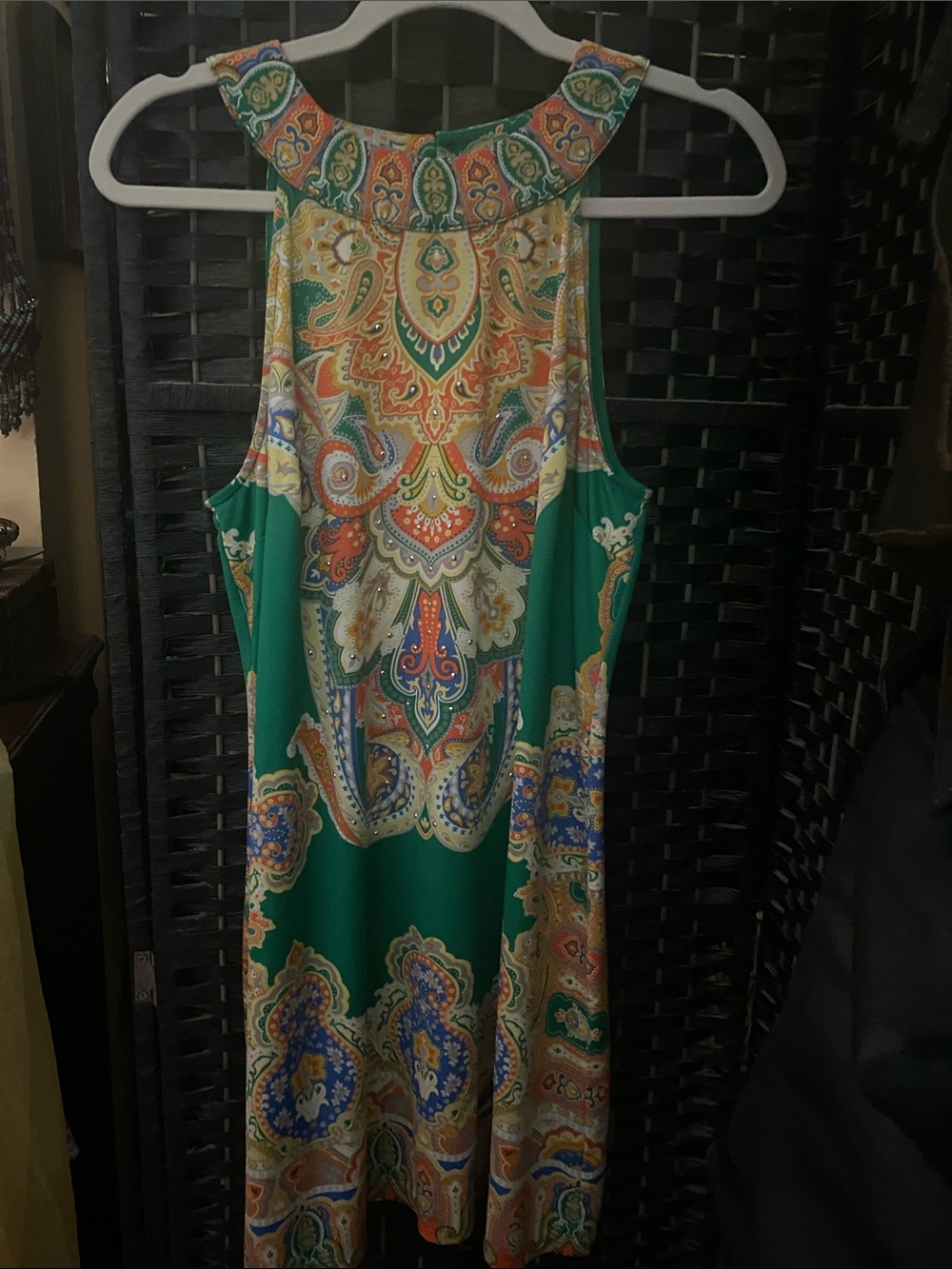 INC International Concepts Green Paisley Halter-Neck Dress
